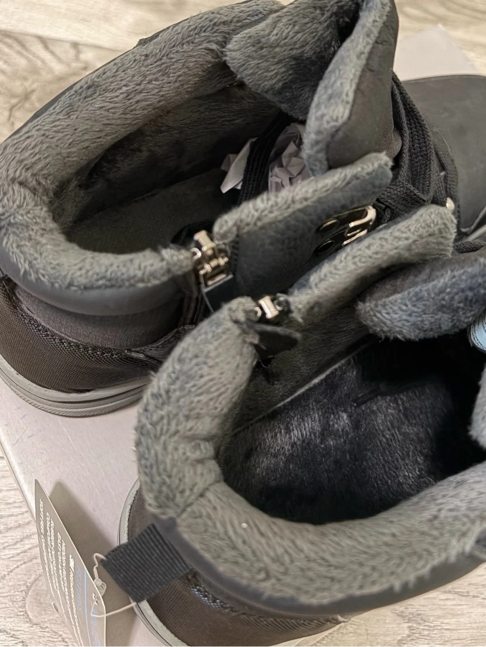 Falls Creek Men's Black and Gray Mid-Top Hiking Boots